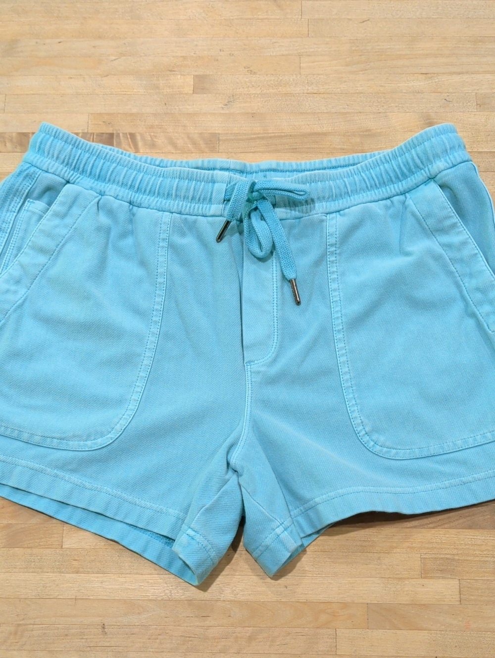 Athleta Turquoise Blue Drawstring Cotton Shorts Size M